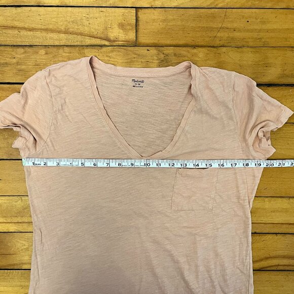 Madewell Peach Cotton V-Neck Short Sleeve T-shirt, Size Medium - Picture 7 of 9